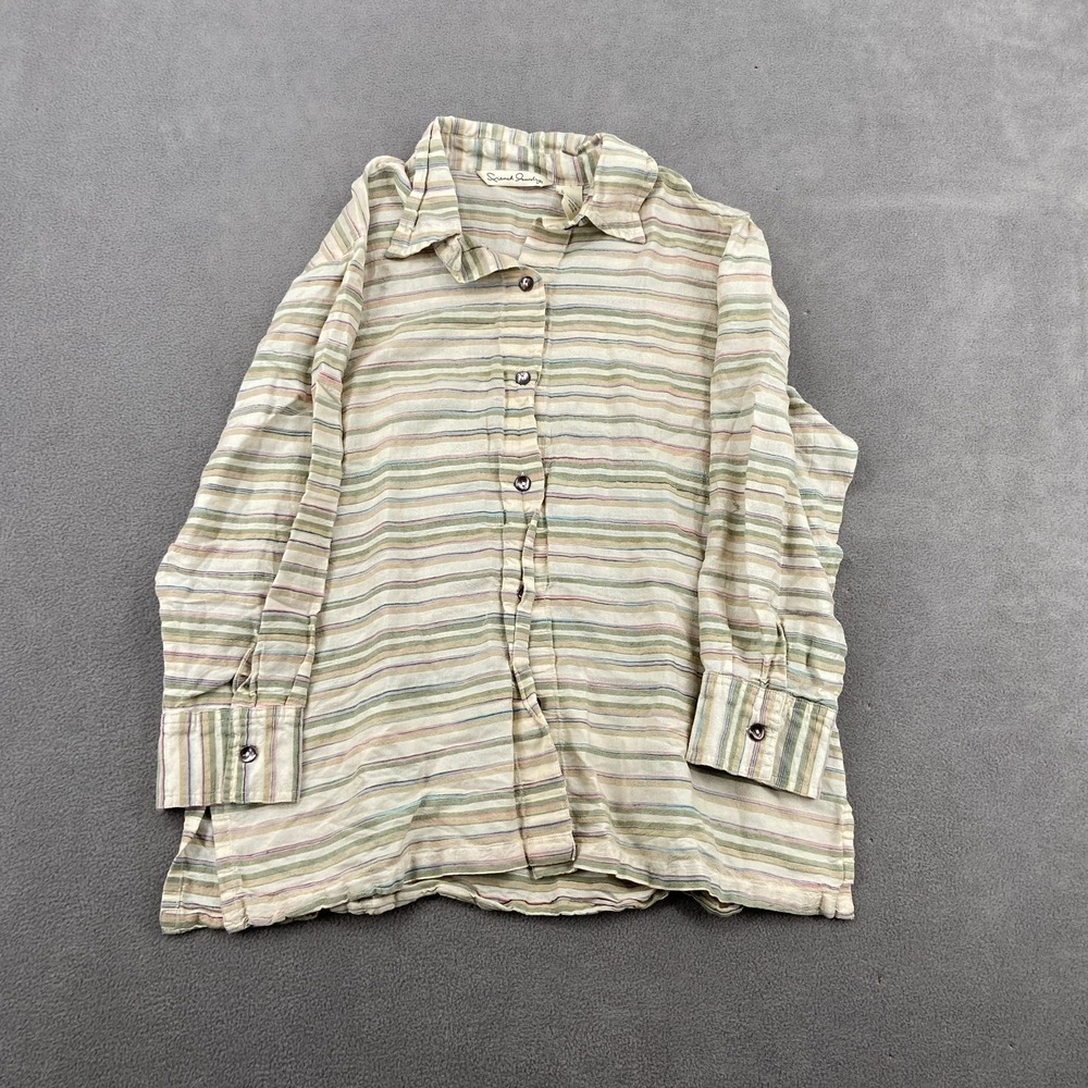 French Laundry Shirt Womens Small Multicolor Striped Silk Side Slit Button Up